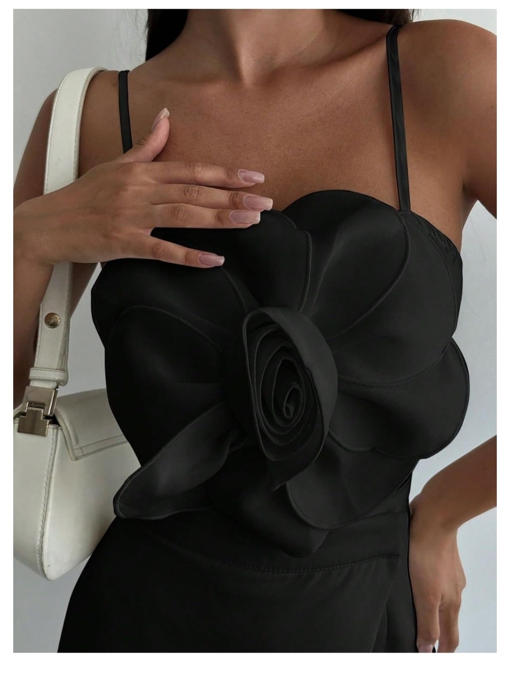 Elegant Black Floral Applique Top